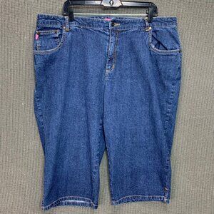 Woman Within Womens Plus Size 20WP Blue  Denim Capri Pants High Rise Stretchy